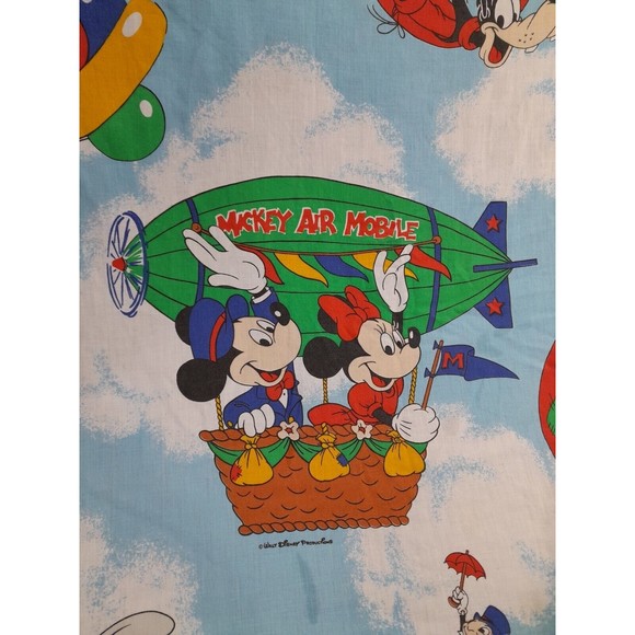 Vtg Disney Mickey Air Mobile Twin Flat Sheet. - Picture 1 of 4